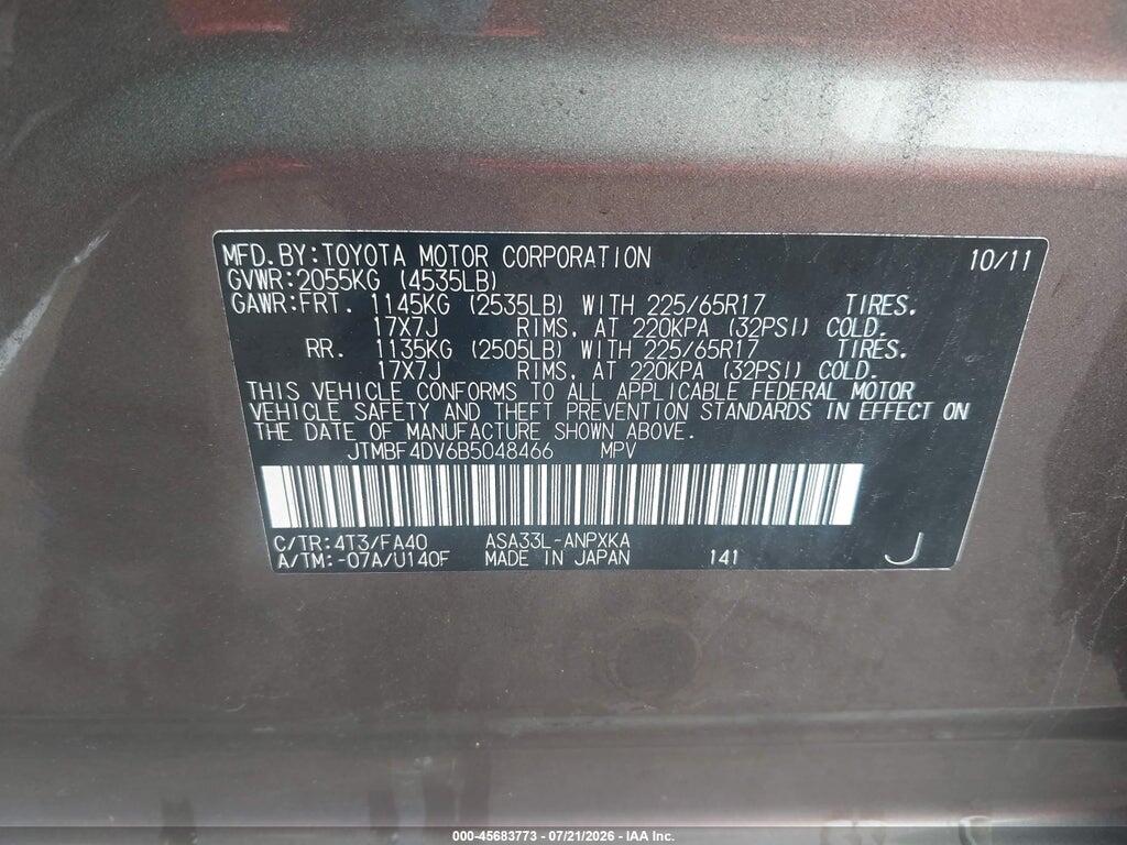JTMBF4DV6B5048466 2011 TOYOTA RAV4 photo no. 9