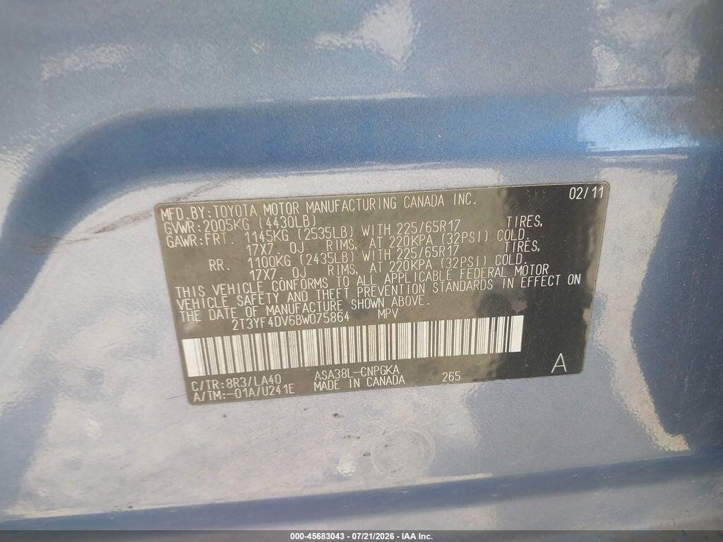 2T3YF4DV6BW075864 2011 TOYOTA RAV4 photo no. 9