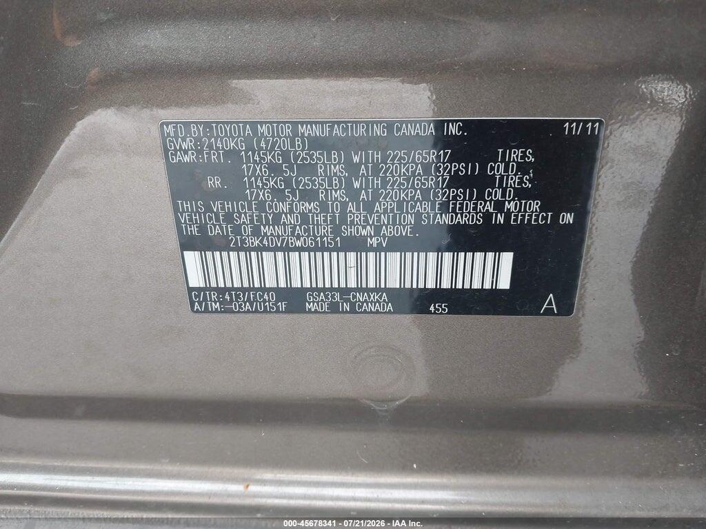 2T3BK4DV7BW061151 2011 TOYOTA RAV4 photo no. 9