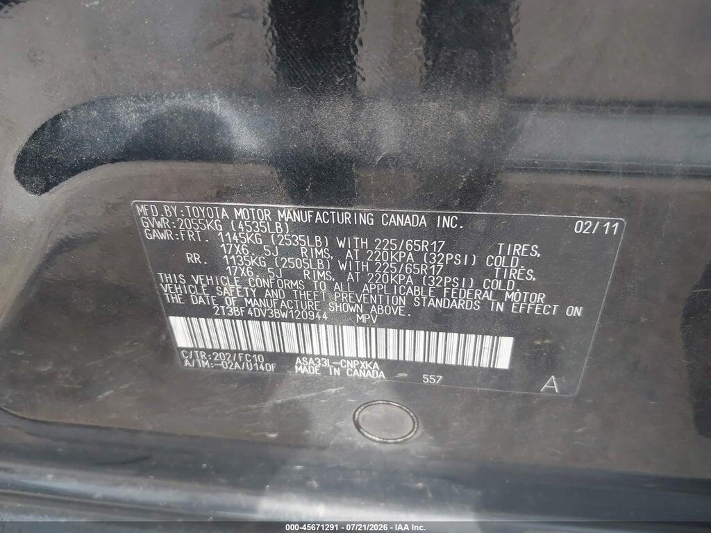 2T3BF4DV3BW120944 2011 TOYOTA RAV4 photo no. 9
