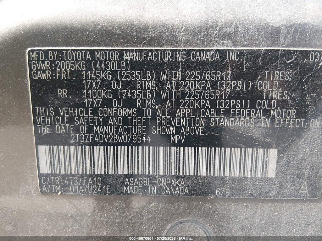 2T3ZF4DV2BW079544 2011 TOYOTA RAV4 photo no. 9