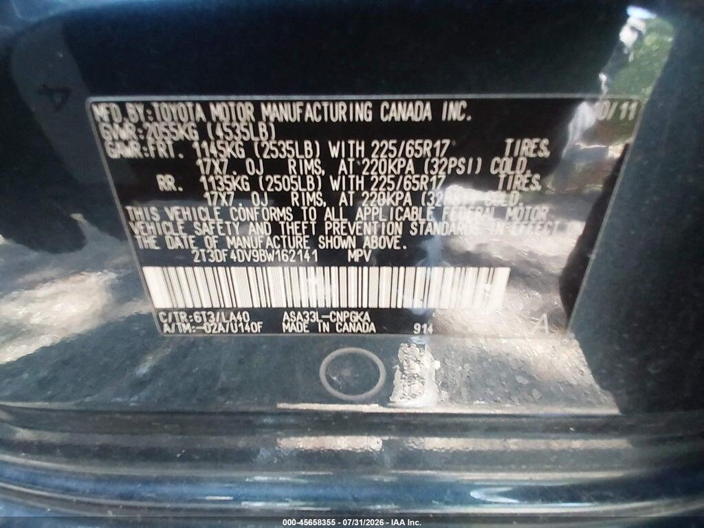 2T3DF4DV9BW162141 2011 TOYOTA RAV4 photo no. 9