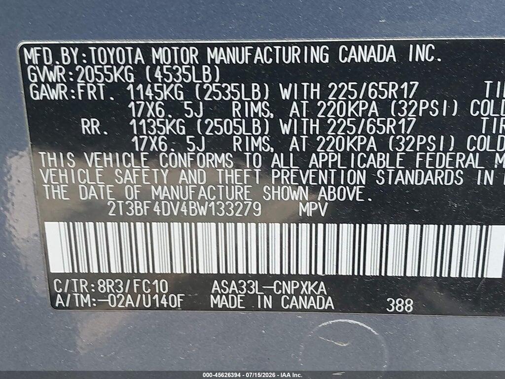 2T3BF4DV4BW133279 2011 TOYOTA RAV4 photo no. 9