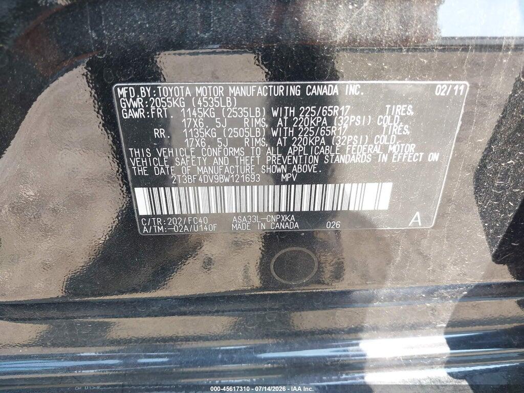 2T3BF4DV9BW121693 2011 TOYOTA RAV4 photo no. 9