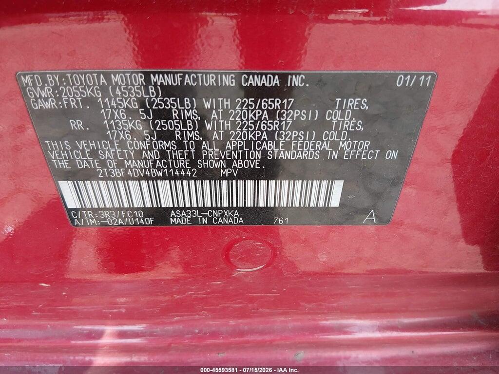 2T3BF4DV4BW114442 2011 TOYOTA RAV4 photo no. 9