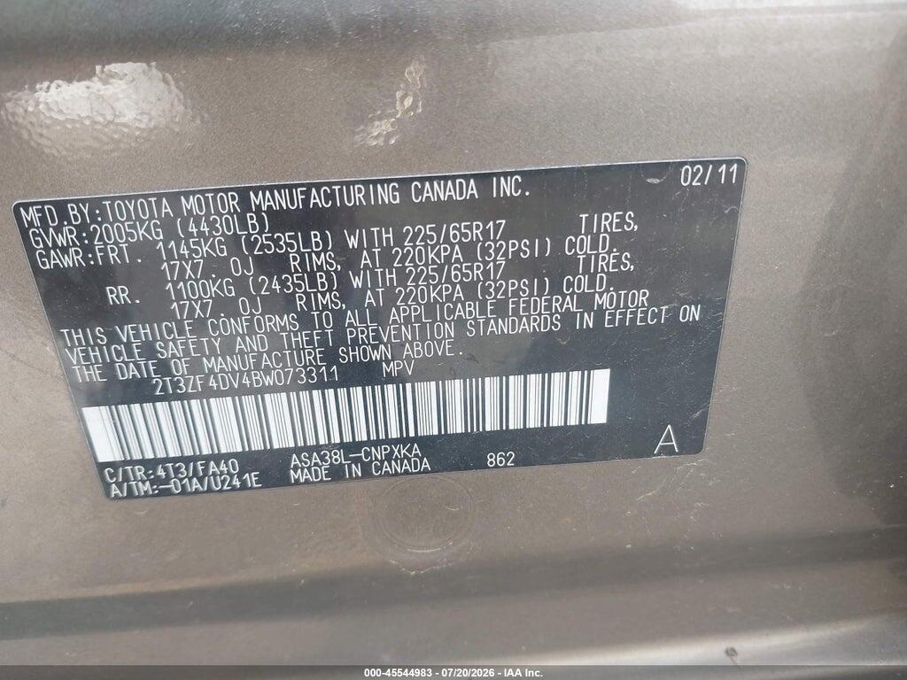 2T3ZF4DV4BW073311 2011 TOYOTA RAV4 photo no. 9