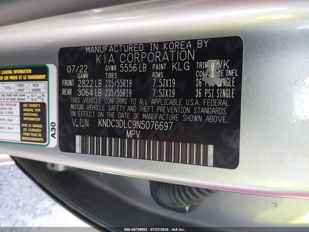 KNDC3DLC9N5076697 2022 KIA EV6 photo no. 9