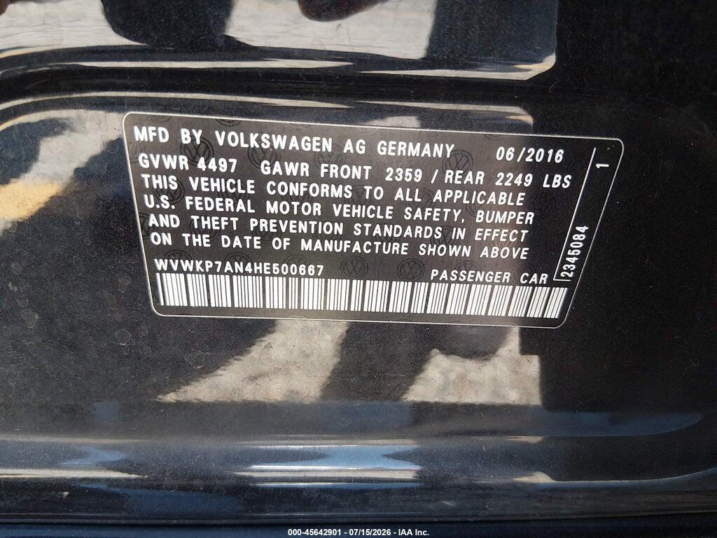 WVWKP7AN4HE500667 2017 VOLKSWAGEN CC photo no. 9