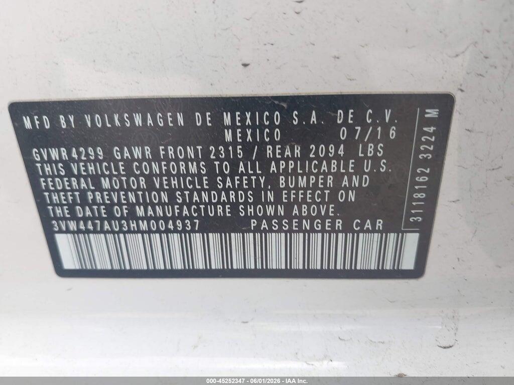 3VW447AU3HM004937 2017 VOLKSWAGEN GOLF GTI photo no. 9