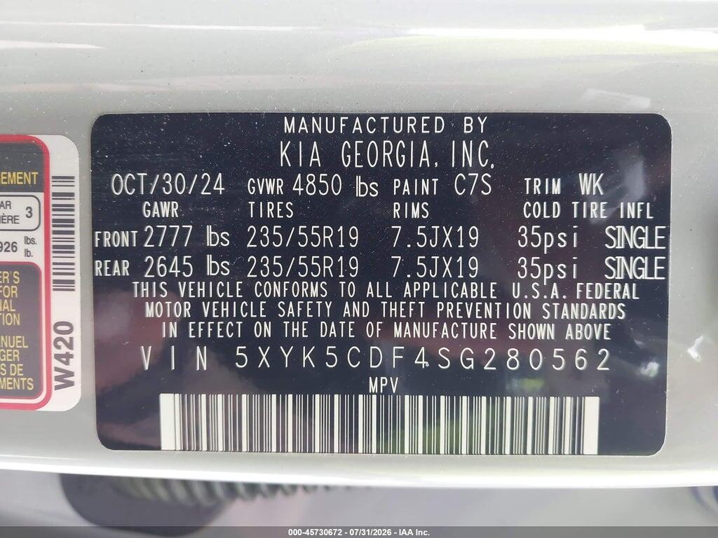5XYK5CDF4SG280562 2025 KIA SPORTAGE photo no. 9