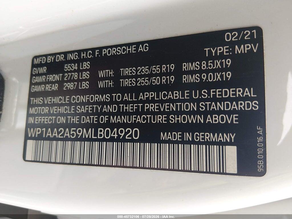 WP1AA2A59MLB04920 2021 PORSCHE MACAN photo no. 9