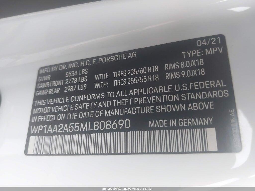 WP1AA2A55MLB08690 2021 PORSCHE MACAN photo no. 9