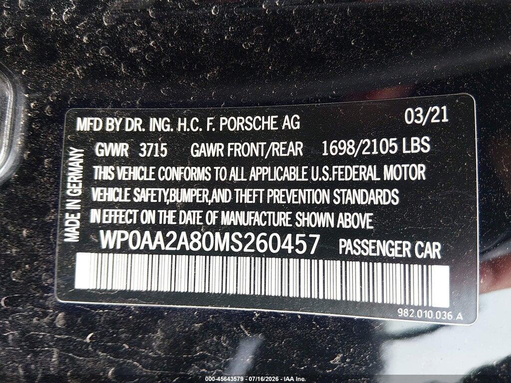 WP0AA2A80MS260457 2021 PORSCHE 718 CAYMAN photo no. 9