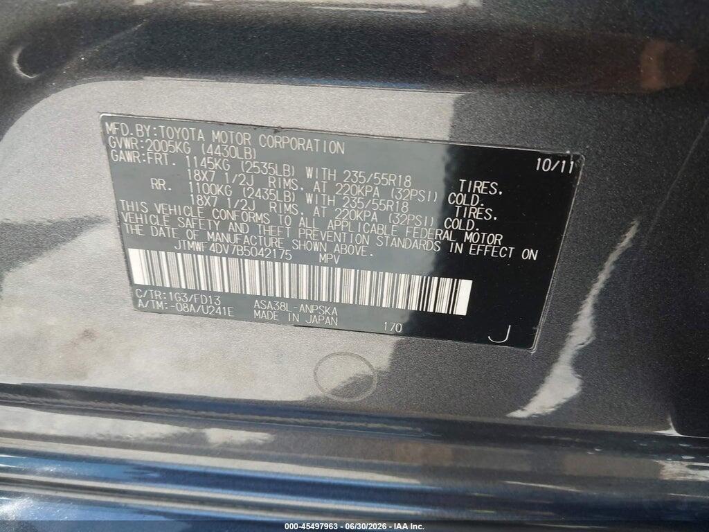JTMWF4DV7B5042175 2011 TOYOTA RAV4 photo no. 9