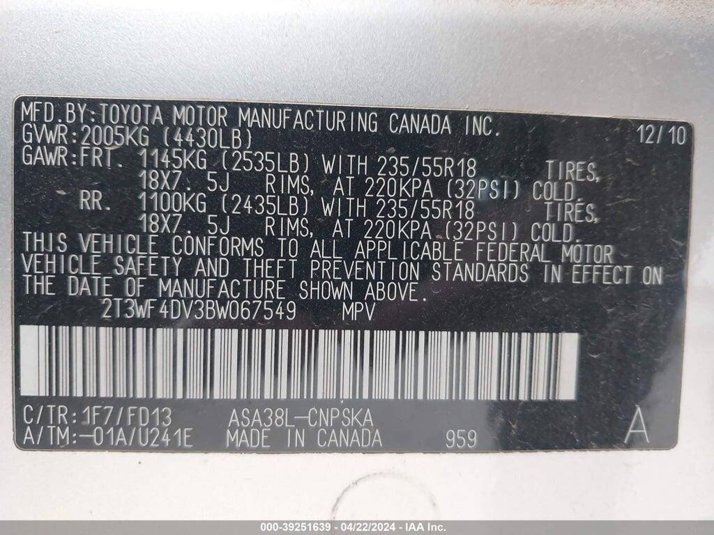 2T3WF4DV3BW067549 2011 TOYOTA RAV4 photo no. 9
