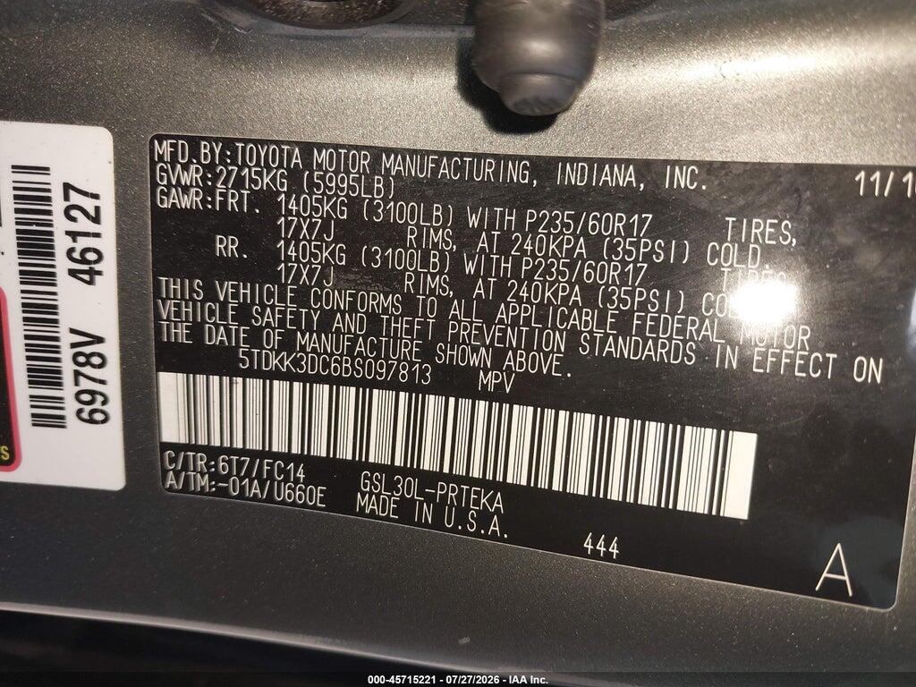 5TDKK3DC6BS097813 2011 TOYOTA SIENNA photo no. 9