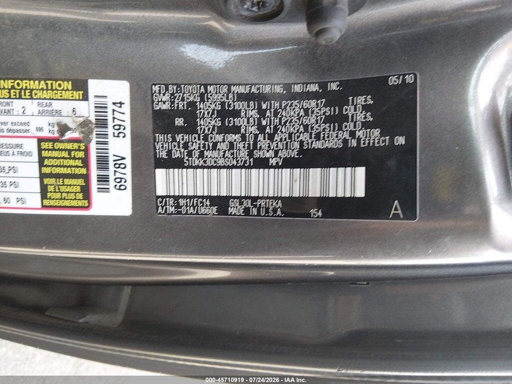 5TDKK3DC9BS043731 2011 TOYOTA SIENNA photo no. 9