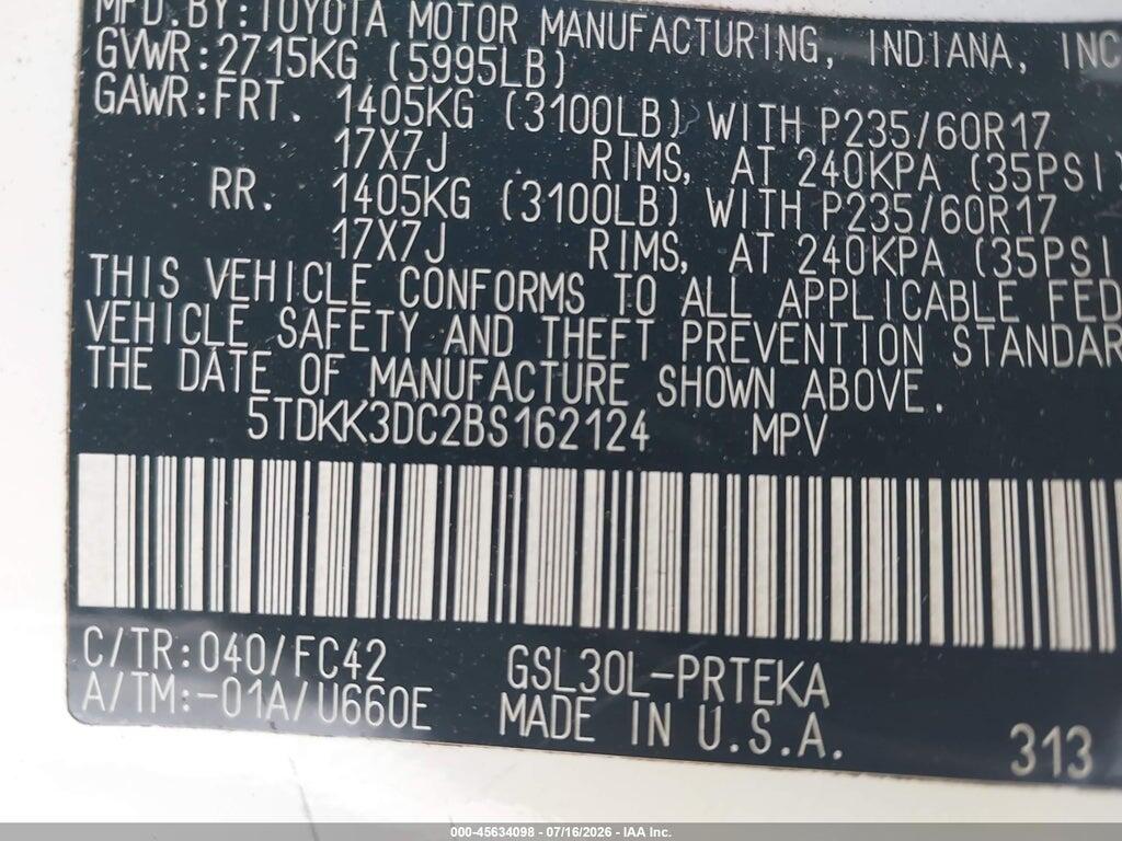 5TDKK3DC2BS162124 2011 TOYOTA SIENNA photo no. 9