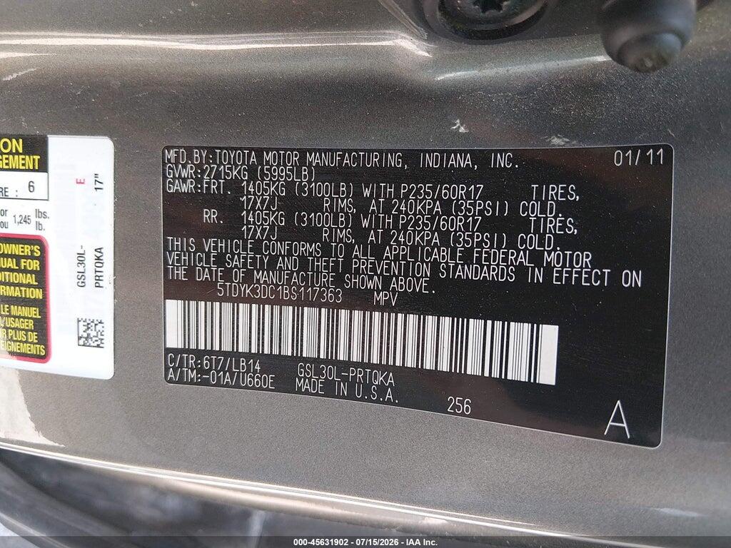 5TDYK3DC1BS117363 2011 TOYOTA SIENNA photo no. 9