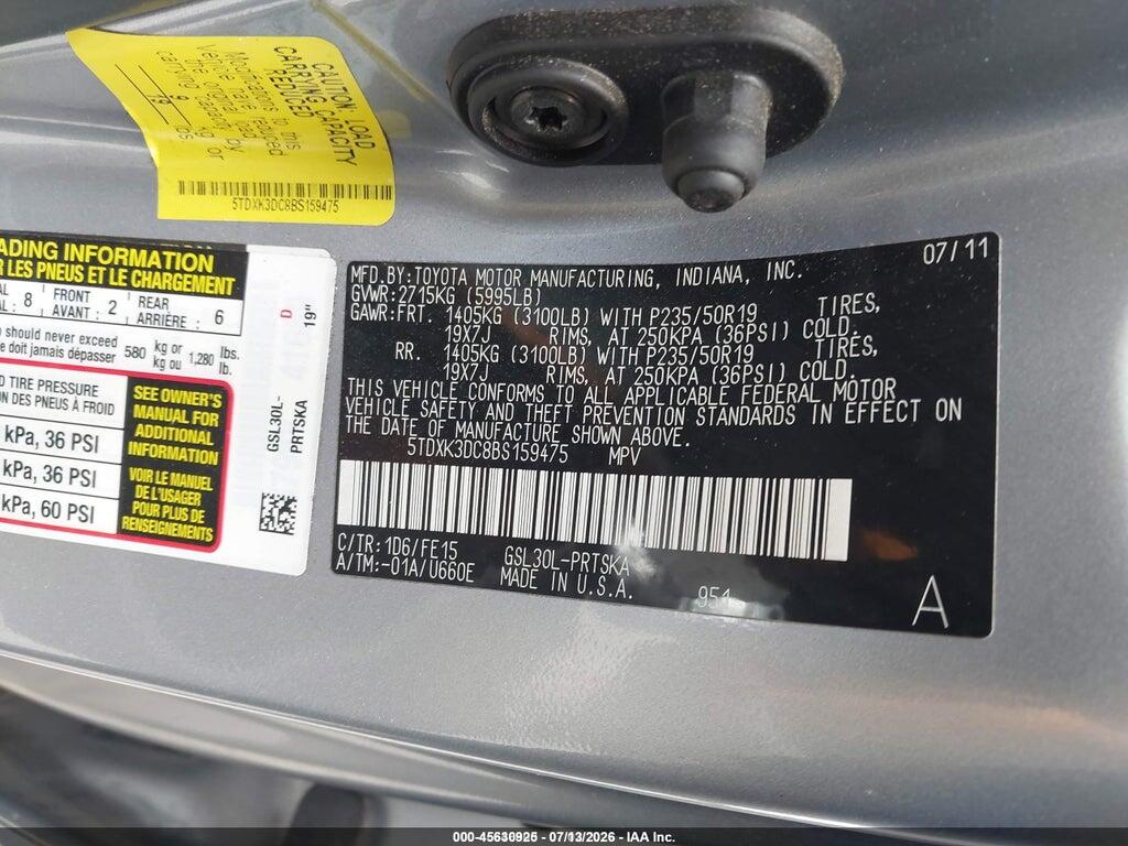 5TDXK3DC8BS159475 2011 TOYOTA SIENNA photo no. 9