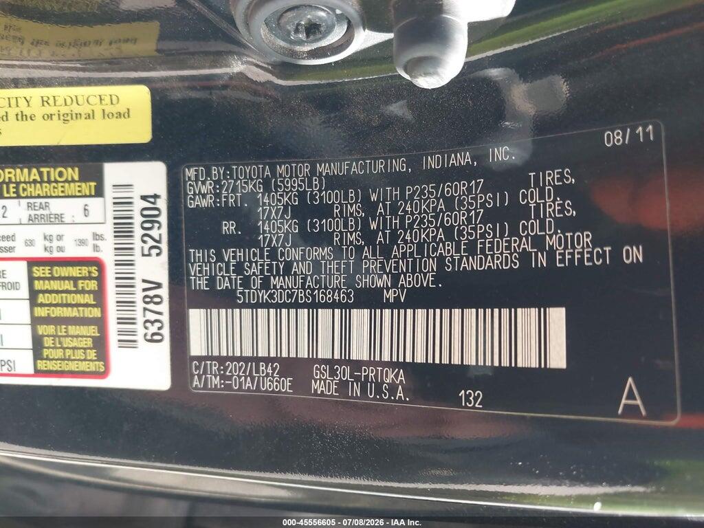 5TDYK3DC7BS168463 2011 TOYOTA SIENNA photo no. 9