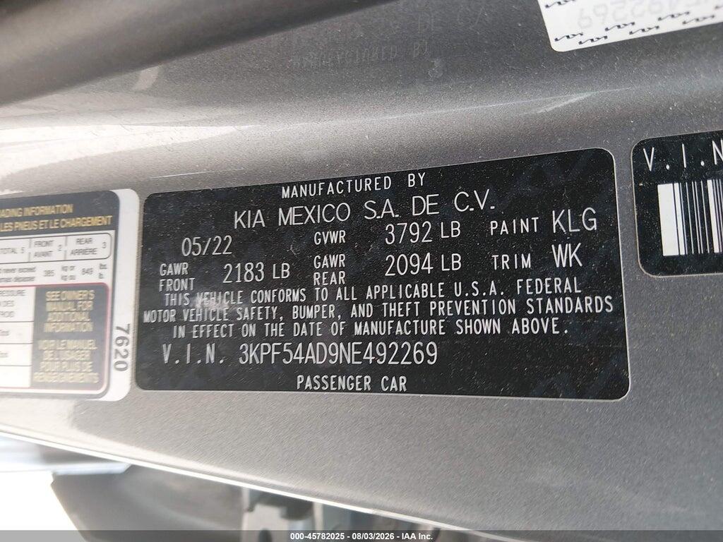 3KPF54AD9NE492269 2022 KIA FORTE photo no. 9
