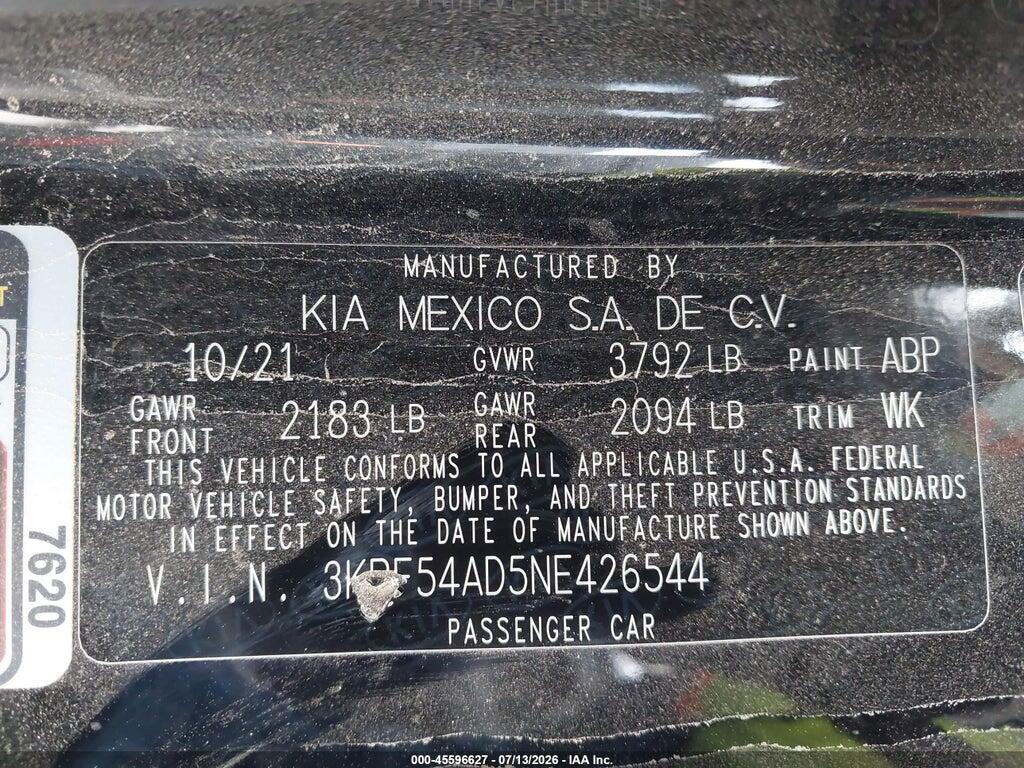 3KPF54AD5NE426544 2022 KIA FORTE photo no. 9