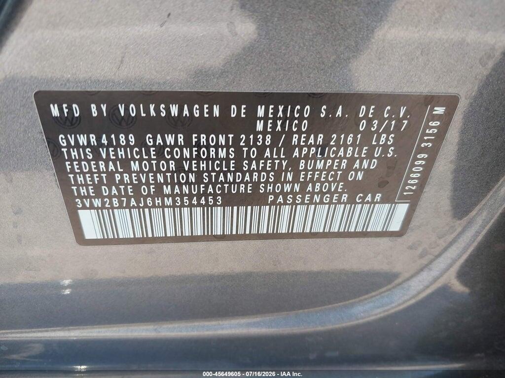 3VW2B7AJ6HM354453 2017 VOLKSWAGEN JETTA photo no. 9