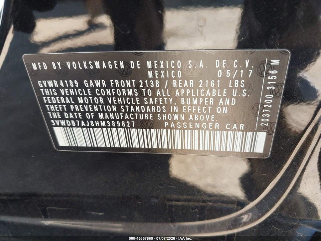3VWDB7AJ8HM389827 2017 VOLKSWAGEN JETTA photo no. 9