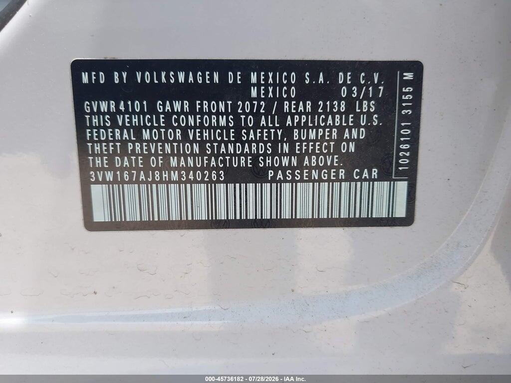 3VW167AJ8HM340263 2017 VOLKSWAGEN JETTA photo no. 9