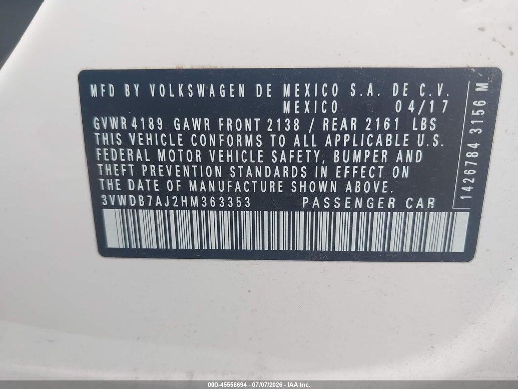 3VWDB7AJ2HM363353 2017 VOLKSWAGEN JETTA photo no. 9