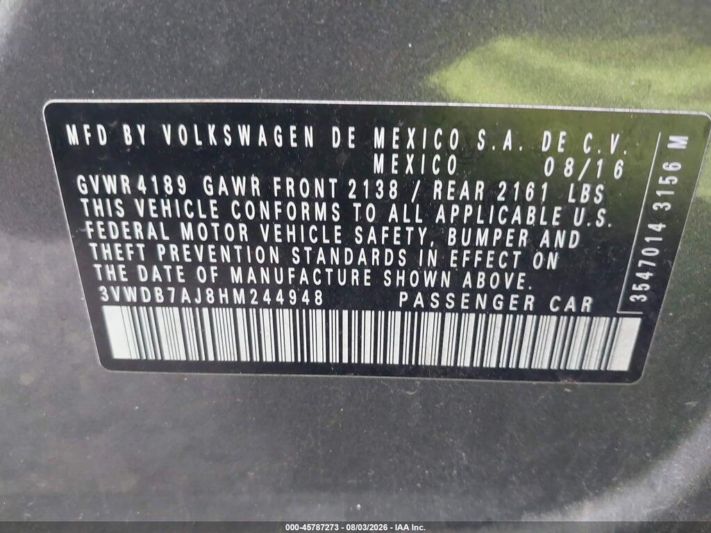 3VWDB7AJ8HM244948 2017 VOLKSWAGEN JETTA photo no. 9