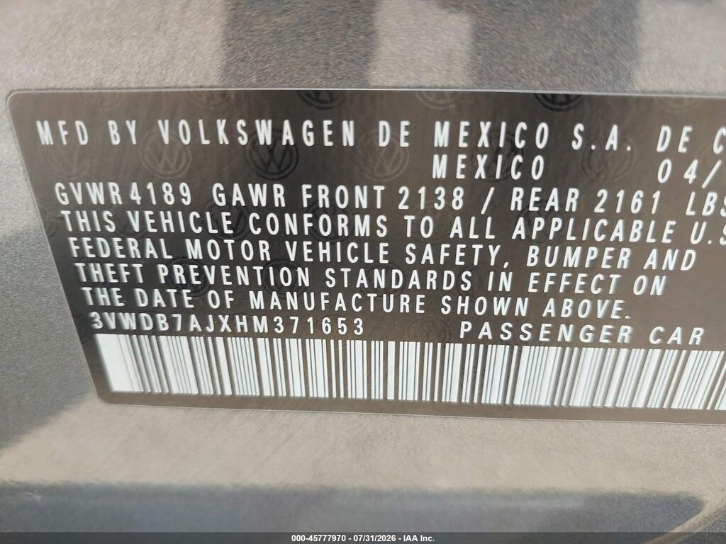 3VWDB7AJXHM371653 2017 VOLKSWAGEN JETTA photo no. 9