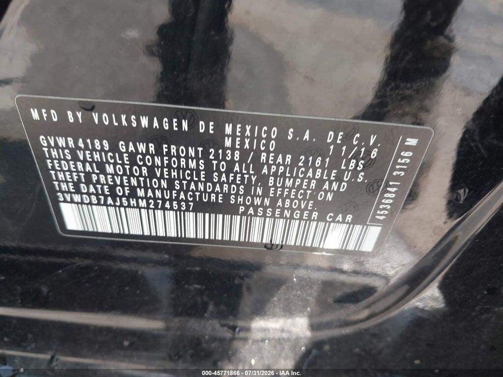 3VWDB7AJ5HM274537 2017 VOLKSWAGEN JETTA photo no. 9