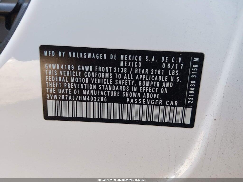 3VW2B7AJ7HM403286 2017 VOLKSWAGEN JETTA photo no. 9