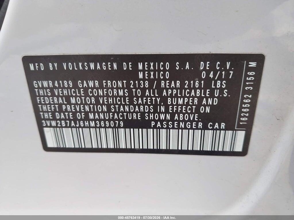 3VW2B7AJ6HM369079 2017 VOLKSWAGEN JETTA photo no. 9