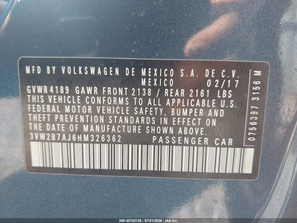 3VW2B7AJ6HM326362 2017 VOLKSWAGEN JETTA photo no. 9