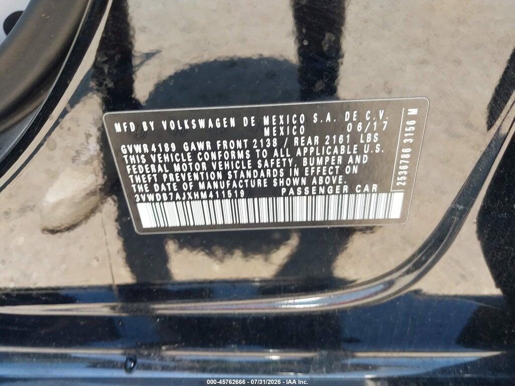 3VWDB7AJXHM411519 2017 VOLKSWAGEN JETTA photo no. 9