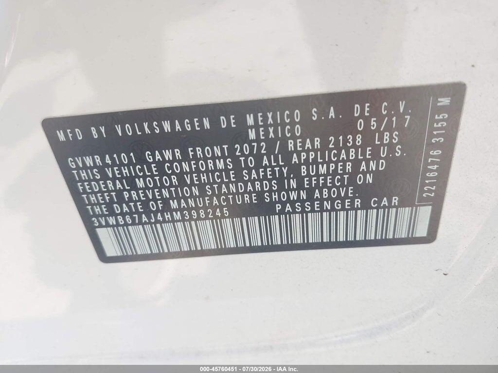 3VWB67AJ4HM398245 2017 VOLKSWAGEN JETTA photo no. 9