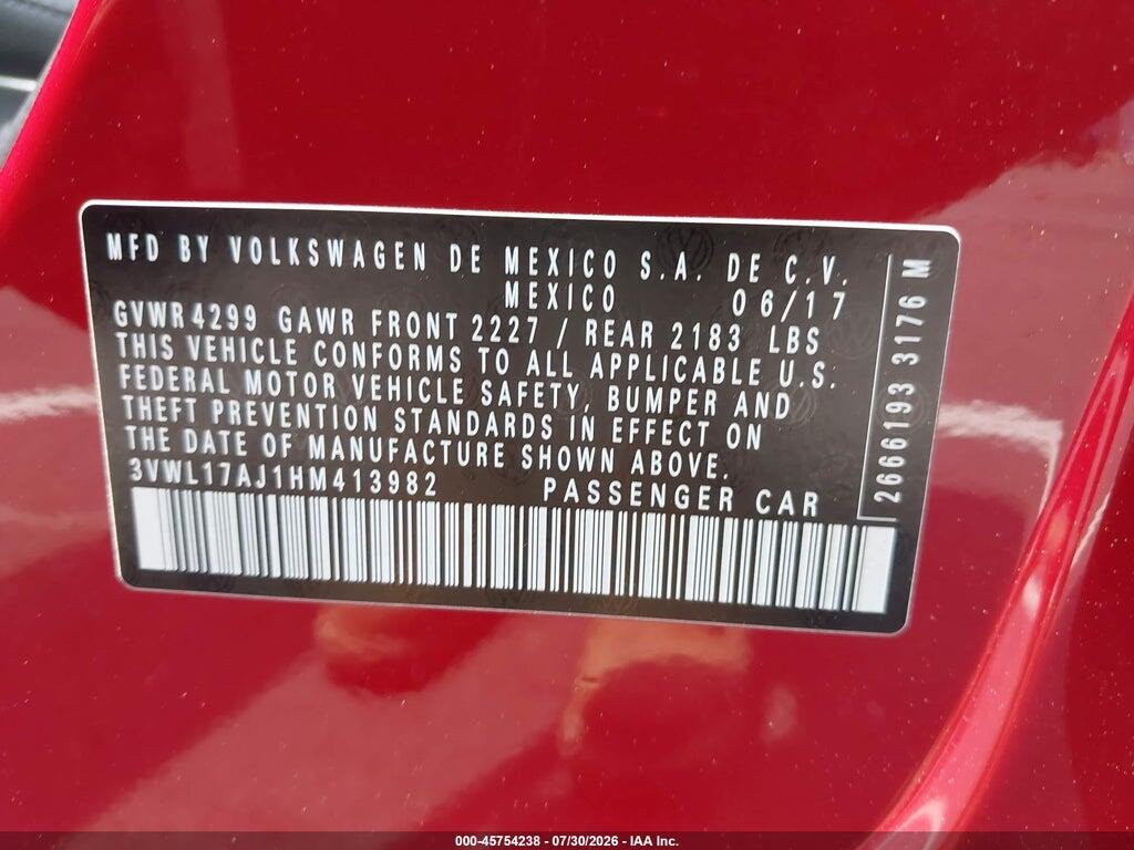 3VWL17AJ1HM413982 2017 VOLKSWAGEN JETTA photo no. 9