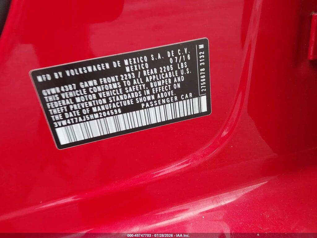 3VW4T7AJ5HM204596 2017 VOLKSWAGEN JETTA photo no. 9