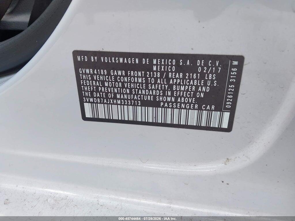 3VWDB7AJXHM333713 2017 VOLKSWAGEN JETTA photo no. 9