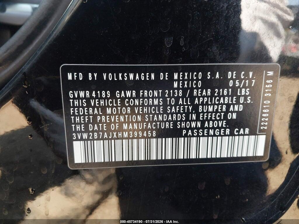3VW2B7AJXHM399458 2017 VOLKSWAGEN JETTA photo no. 9