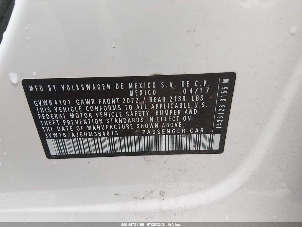 3VW167AJ5HM364813 2017 VOLKSWAGEN JETTA photo no. 9
