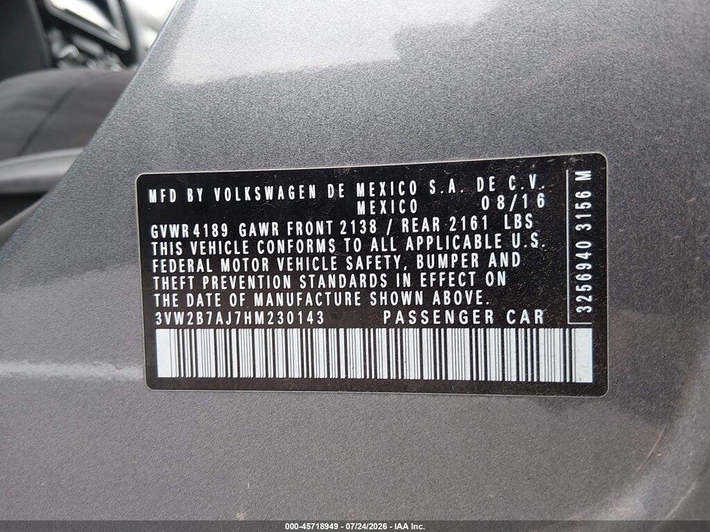 3VW2B7AJ7HM230143 2017 VOLKSWAGEN JETTA photo no. 9