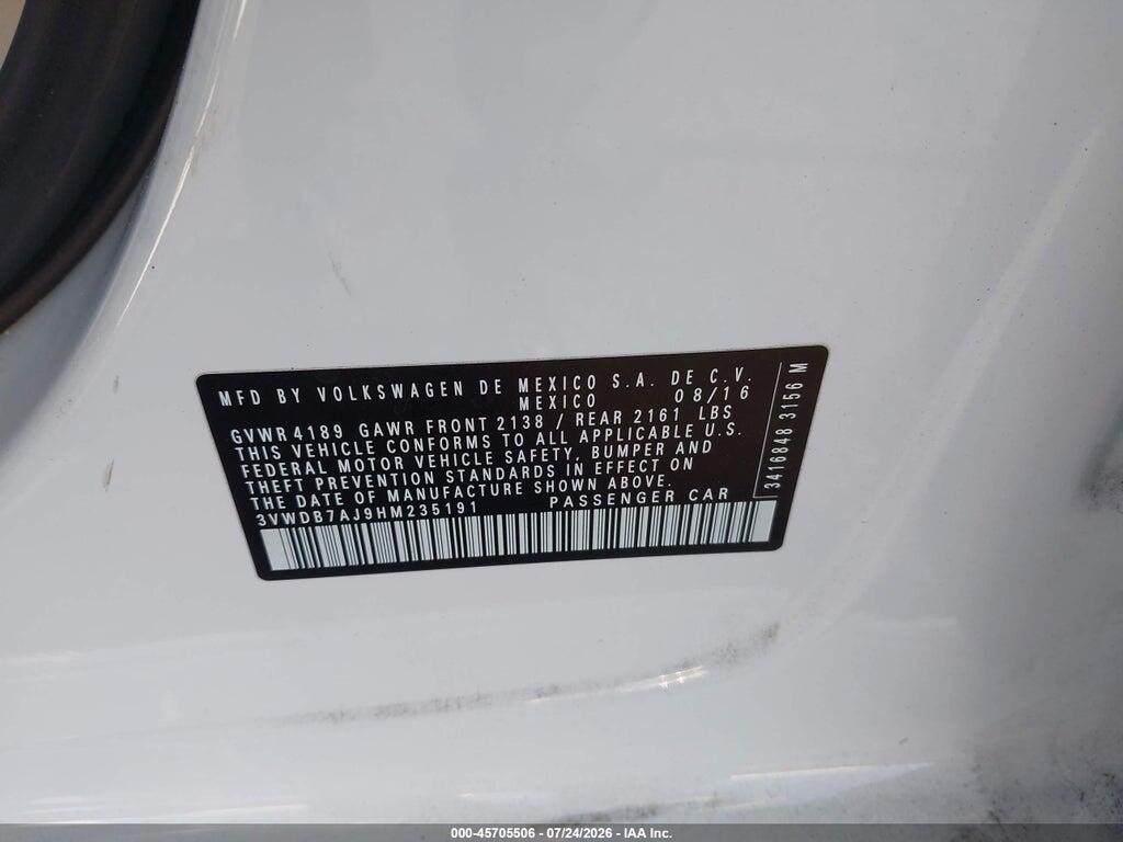 3VWDB7AJ9HM235191 2017 VOLKSWAGEN JETTA photo no. 9