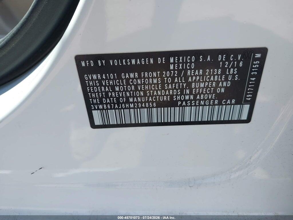 3VWB67AJ6HM294856 2017 VOLKSWAGEN JETTA photo no. 9
