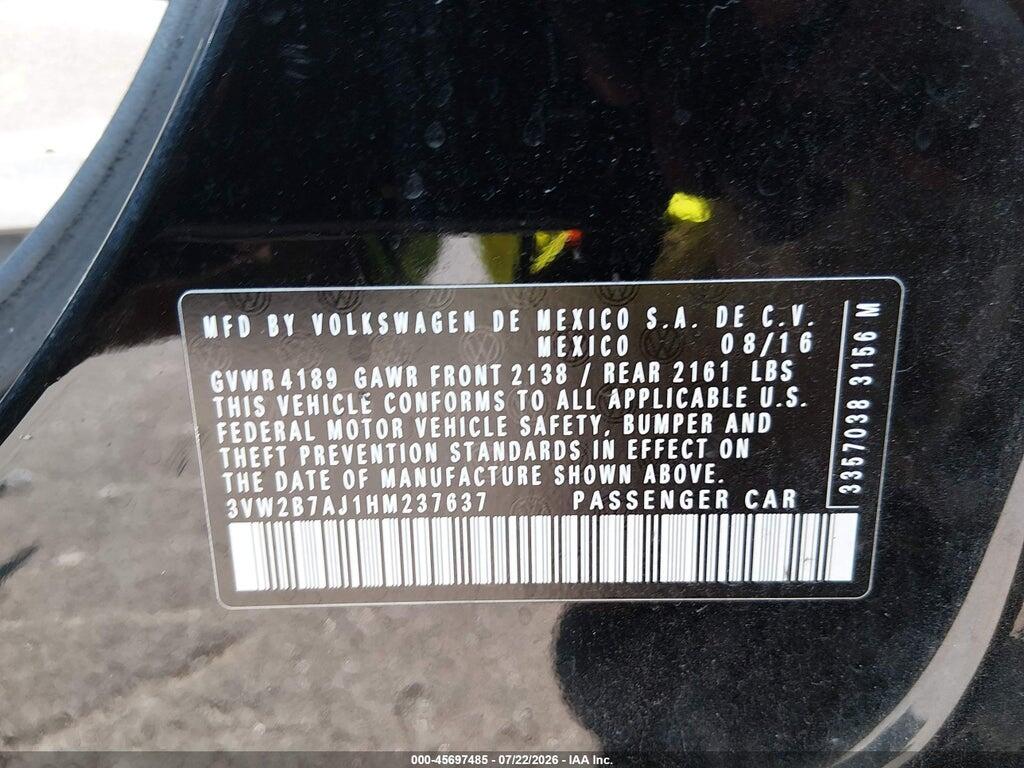 3VW2B7AJ1HM237637 2017 VOLKSWAGEN JETTA photo no. 9