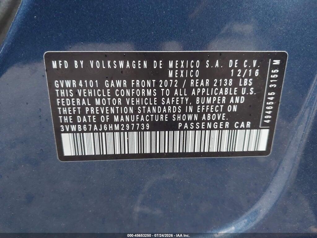 3VWB67AJ6HM297739 2017 VOLKSWAGEN JETTA photo no. 9