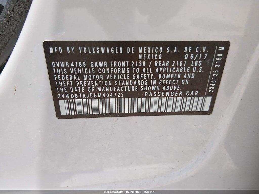 3VWDB7AJ5HM404722 2017 VOLKSWAGEN JETTA photo no. 9